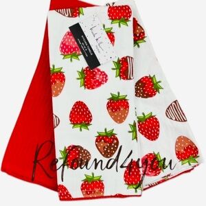 Nicole Miller - ‘Strawberries & Chocolate’ Dish Towels (3). NWT. Last one!